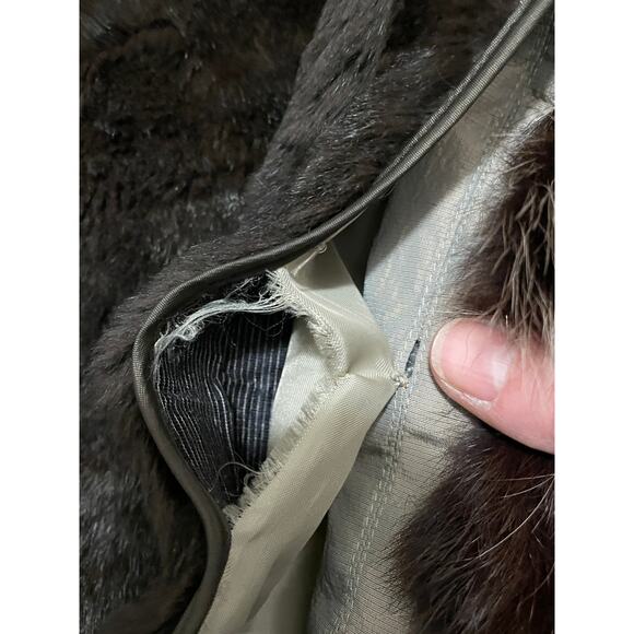 Vintage Pennylane Fur Trim Coat Gray Brown Toggle Button Closure Lined Outerwear - Picture 6 of 8